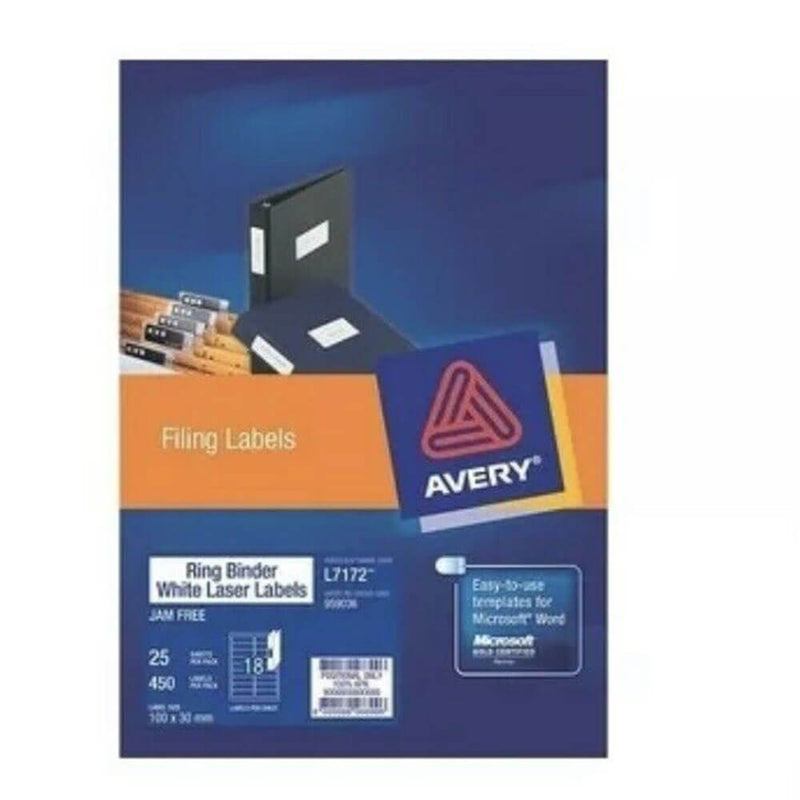 Avery Ring Binder Laser Label 100x30mm 25pk (18/sheet)