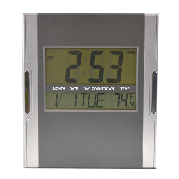 Italplast Digital Display Wall Clock 215mm (Silver/Grey)