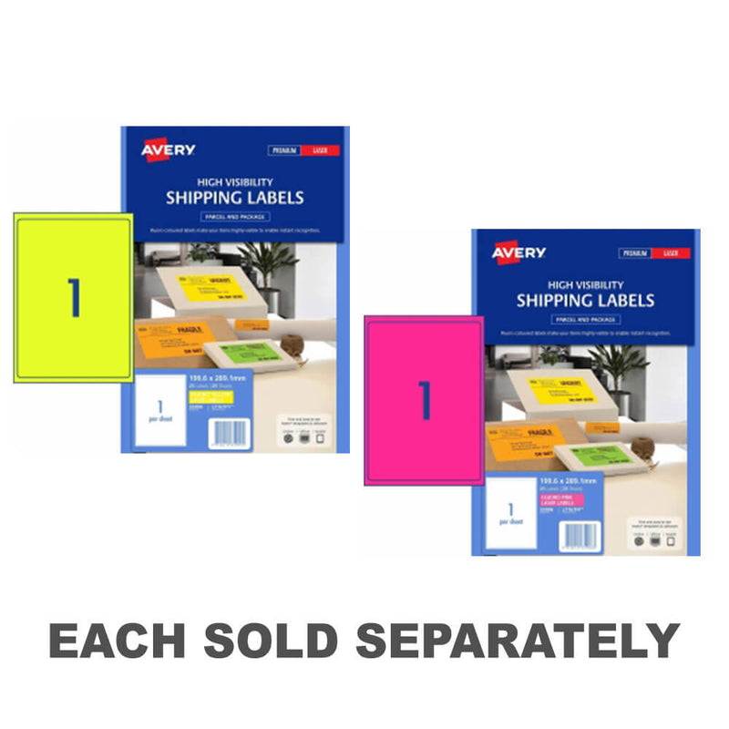 Avery High Visibility Shipping Label 25pk 1/sheet