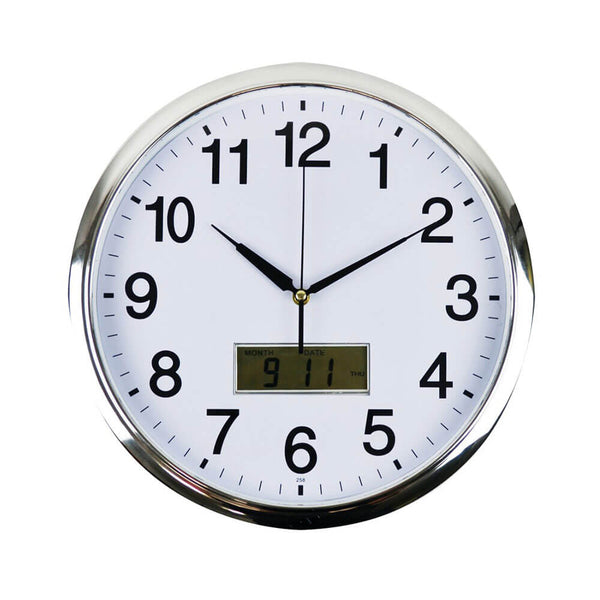 Italplast Round Wall Clock with LCD (36cm)