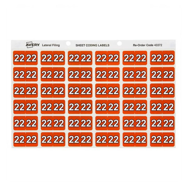 Avery 22 Side Tab Colour Coding Label Dark Orange (180pk)