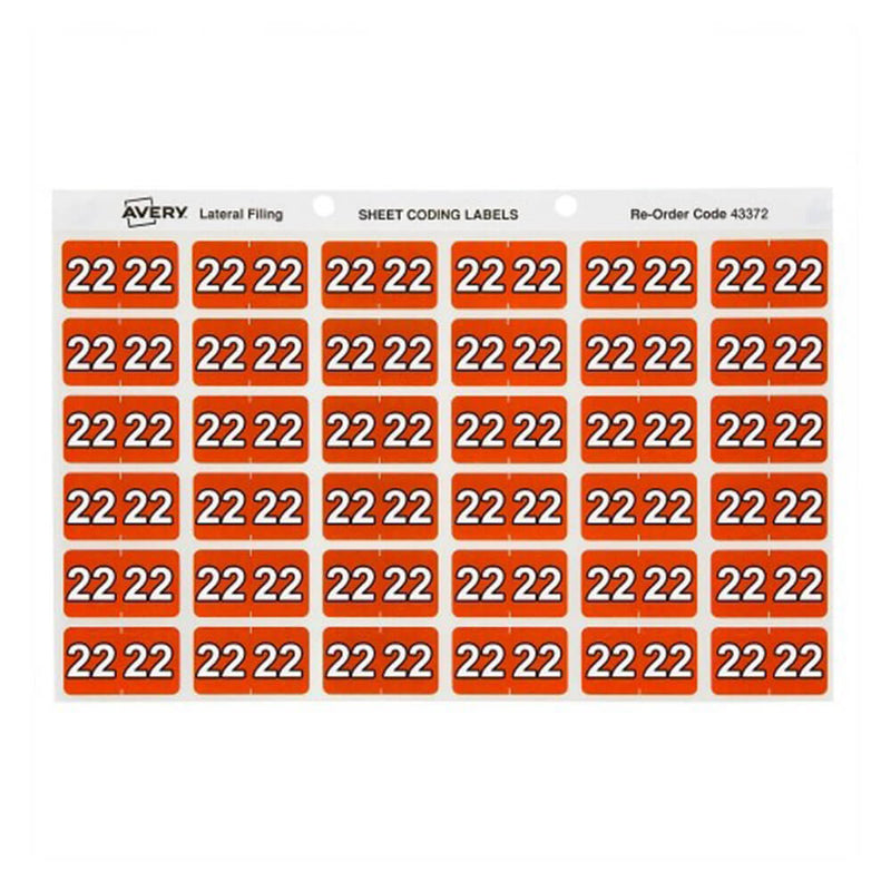 Avery 22 Side Tab Colour Coding Label Dark Orange (180pk)