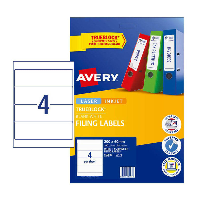 Avery Lever Arch Laser Label 25pk (4/sheet)