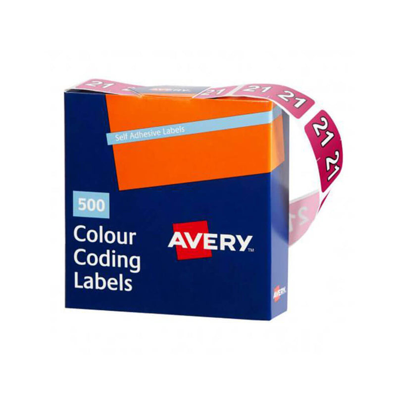 Avery Colour Coding 21 Labels 25x38mm Magenta 500pk