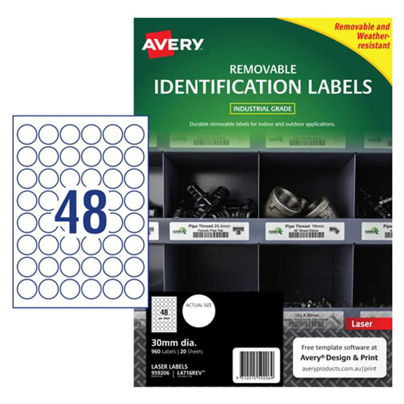 Avery Heavy-duty Removable Label A4 30mm (48/sheet)