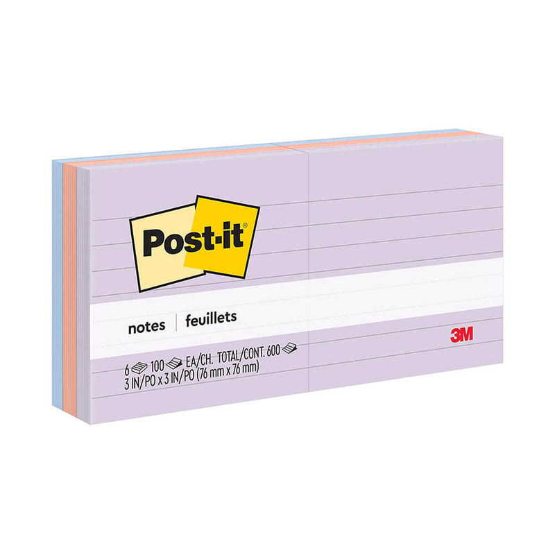  Notas Post-it rayadas 76x76 mm (paq. de 6)