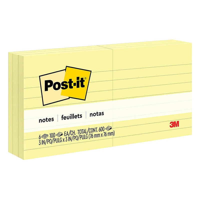  Notas Post-it rayadas 76x76 mm (paq. de 6)