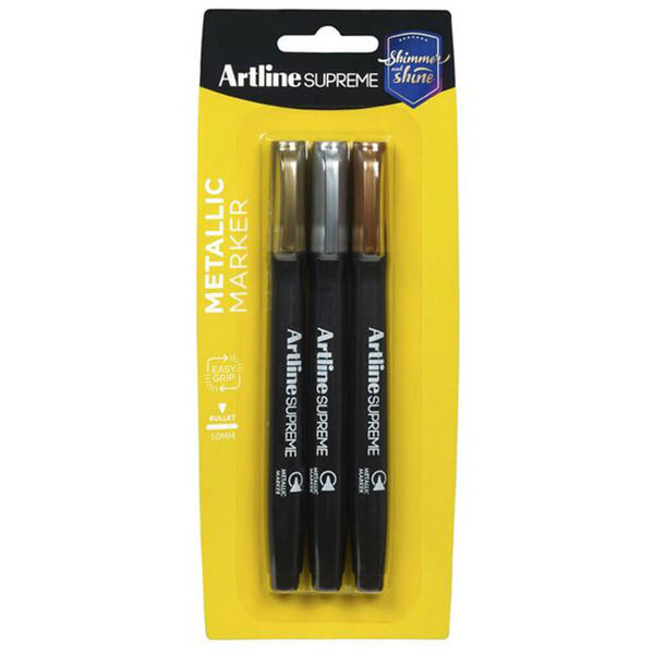 Artline Supreme Metallic Marker 1.0mm Assorted (3pk)