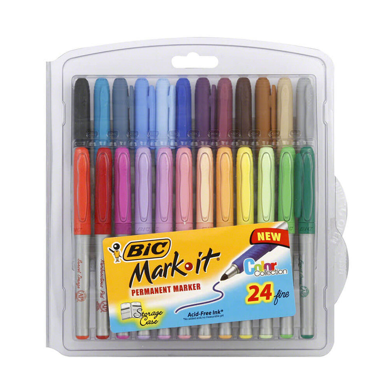 Bic Mark-It Permanent Marker Assorted (Wallet of 24)
