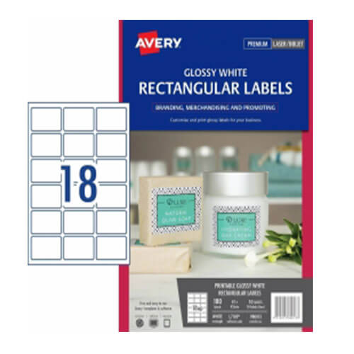 Avery Rectangle Gloss Labels 10pk White