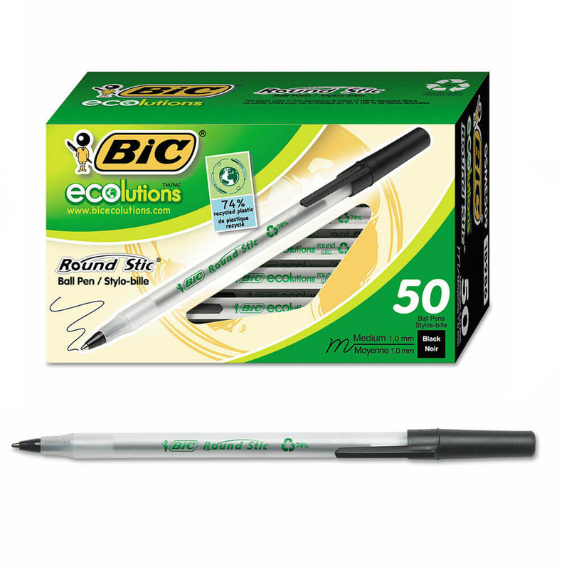 Bic Ecolutions Round Stic Ballpoint Pen 1.0mm 50pk